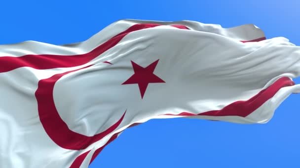 Turkiska Republiken Norra Cypern Flagga Realistisk Viftande Flagga Bakgrund — Stockvideo