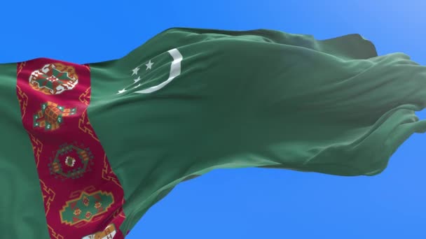 Türkmenistan Bayrağı Gerçekçi Bayrak Sallama Arkaplanı — Stok video