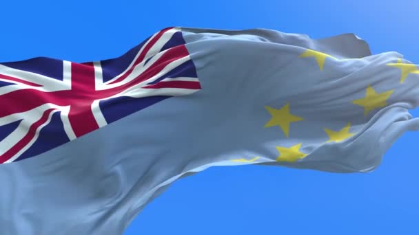 Bandera Tuvalu Fondo Bandera Ondeante Realista — Vídeos de Stock