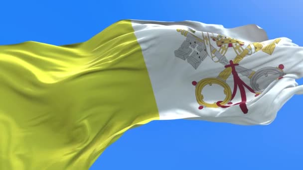 Vatican City Holy See Flag Реалістичне Розмахування Прапором Тло — стокове відео