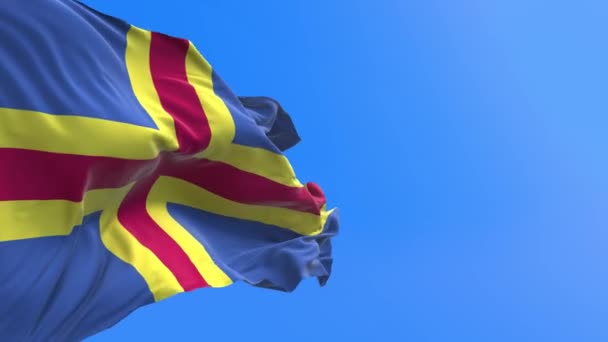 Aland Flag Realistické Vlnění Vlajky Pozadí — Stock video