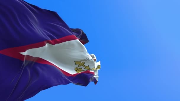 Американський Прапор Самоа Реалістичний Махаючи Прапором — стокове відео