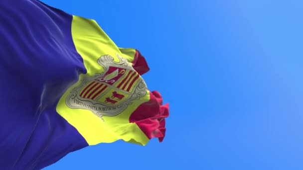 Andorra Flag Realistik Melambaikan Bendera Latar Belakang — Stok Video
