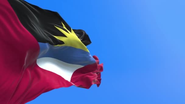 Antigua Och Barbuda Flagga Realistisk Viftande Flagga Bakgrund — Stockvideo