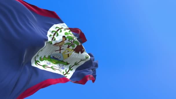 Bandera Belice Fondo Bandera Ondeante Realista — Vídeos de Stock