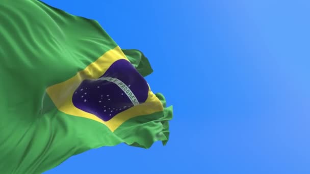 Drapeau Brésil Réaliste Agitant Drapeau Arrière Plan — Video