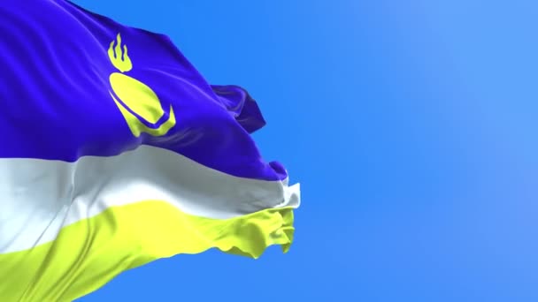 Buryatia旗 3D现实的挥旗背景 — 图库视频影像