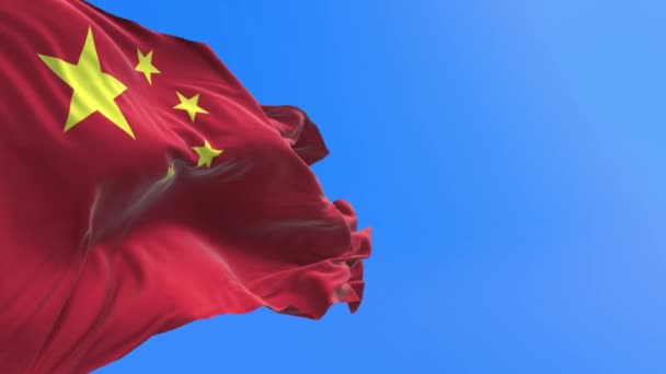 China Flag Realistik Melambaikan Bendera Latar Belakang — Stok Video