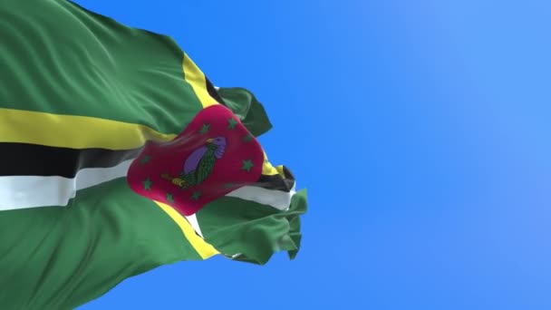 Dominika Bayrağı Gerçekçi Bayrak Sallama Arkaplanı — Stok video