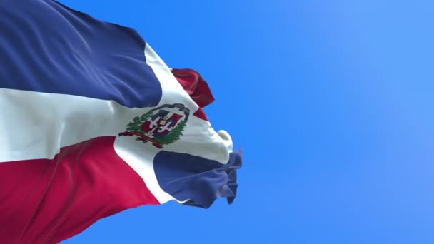 Dominikai Köztársaság Zászló Realisztikus Integető Zászló Háttér — Stock videók