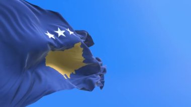 Kosova bayrağı - 3D gerçekçi bayrak sallama arka planı