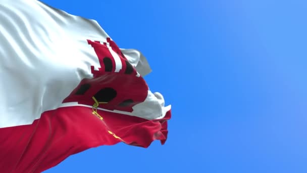 Gibraltári Zászló Realisztikus Integető Zászló Háttér — Stock videók