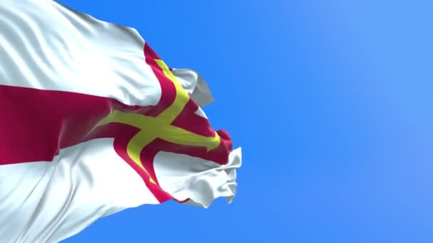 Bandera Guernsey Fondo Bandera Ondeante Realista — Vídeos de Stock