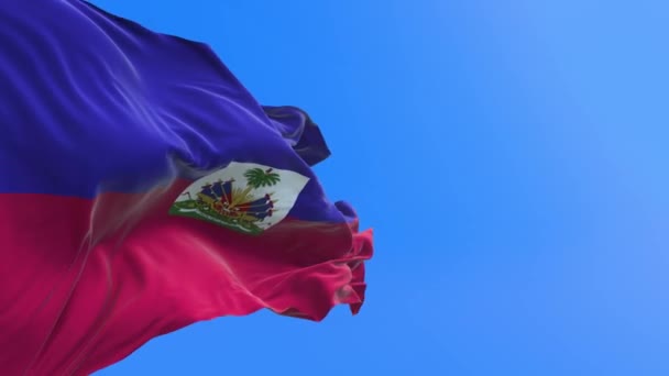 Haïti Drapeau Réaliste Agitant Drapeau Arrière Plan — Video