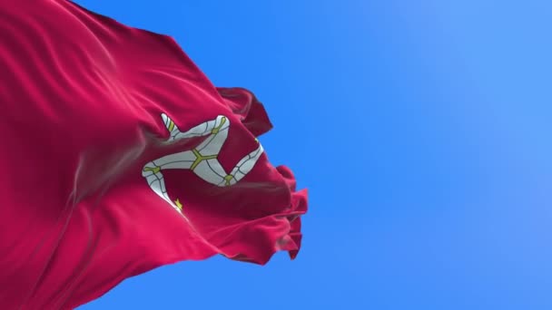 Isle Man Flagga Realistisk Viftande Flagga Bakgrund — Stockvideo