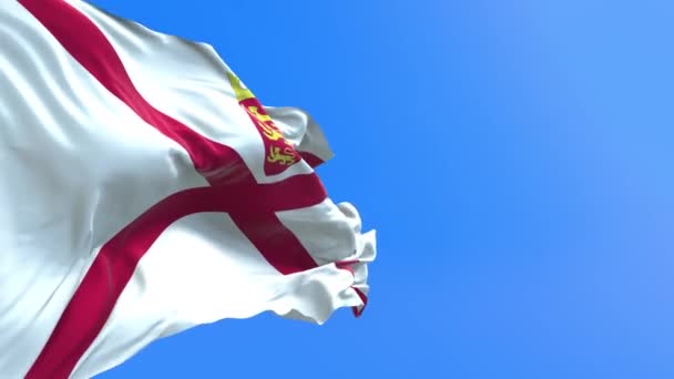 Jersey Flagga Realistisk Viftande Flagga Bakgrund — Stockvideo