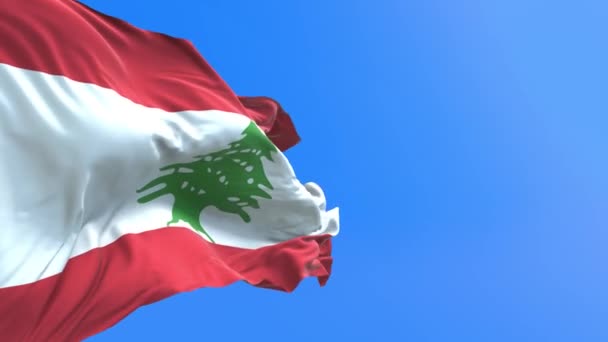 Ліванський Прапор Реалістичний Махаючи Прапором — стокове відео