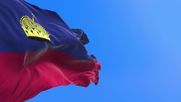 Bandera Liechtenstein Fondo Bandera Ondeante Realista — Vídeos de Stock