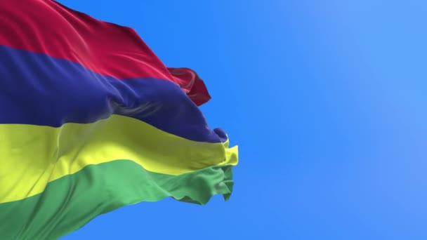 Mauritius Flag Realistic Waving Flag Background — Stock Video
