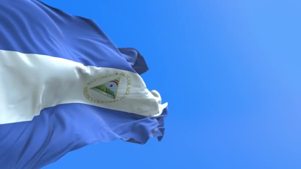 尼加拉瓜国旗3D真实感挥动国旗背景 — 图库视频影像