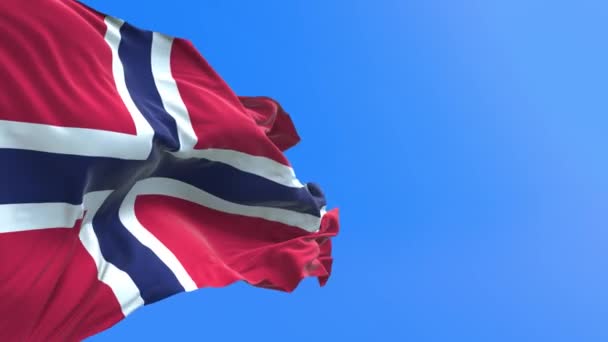 Norwegische Flagge Realistischer Fahnenhintergrund — Stockvideo