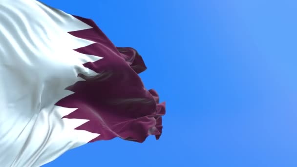 卡塔尔国旗3D真实感挥动国旗背景 — 图库视频影像