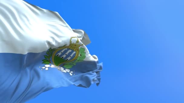 Flaga San Marino Realistyczne Tło Flagi Machania — Wideo stockowe