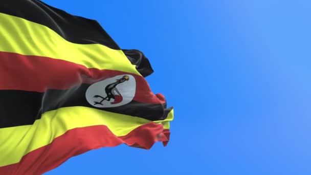Ugandská Vlajka Realistické Vlnění Vlajky Pozadí — Stock video
