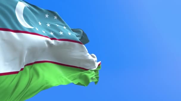 Özbekistan Bayrağı Gerçekçi Bayrak Sallama Arkaplanı — Stok video