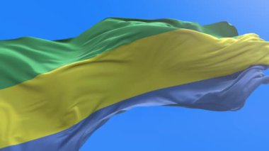Gabon bayrağı - 3D gerçekçi bayrak sallama arkaplanı