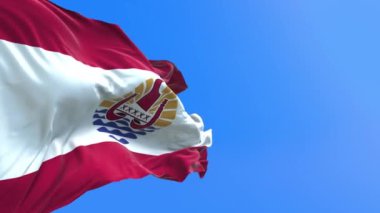 Fransız Polinezya bayrağı - 3D gerçekçi bayrak sallama arkaplanı