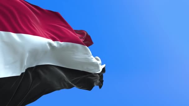 Bandera Yemen Fondo Bandera Ondeante Realista — Vídeos de Stock