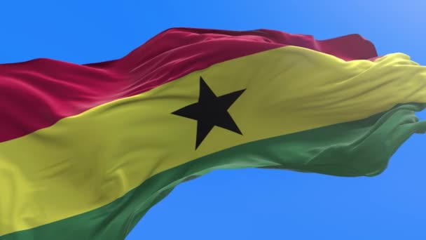 Bandera Ghana Fondo Bandera Ondeante Realista — Vídeos de Stock