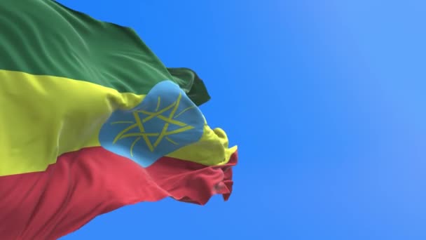 Ethiopië Vlag Realistische Zwaaiende Vlag Achtergrond — Stockvideo