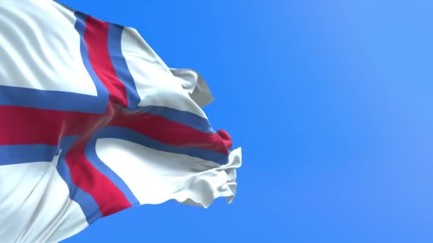 Bandera Isla Faroe Fondo Bandera Ondeante Realista — Vídeo de stock