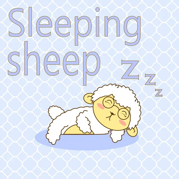Domba Tidur dengan latar belakang biru - Stok Vektor