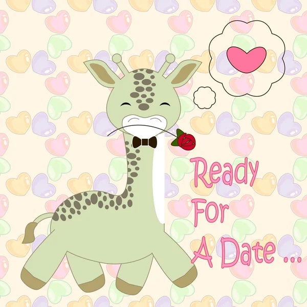 Giraffe is klaar voor een datum — Stockvector
