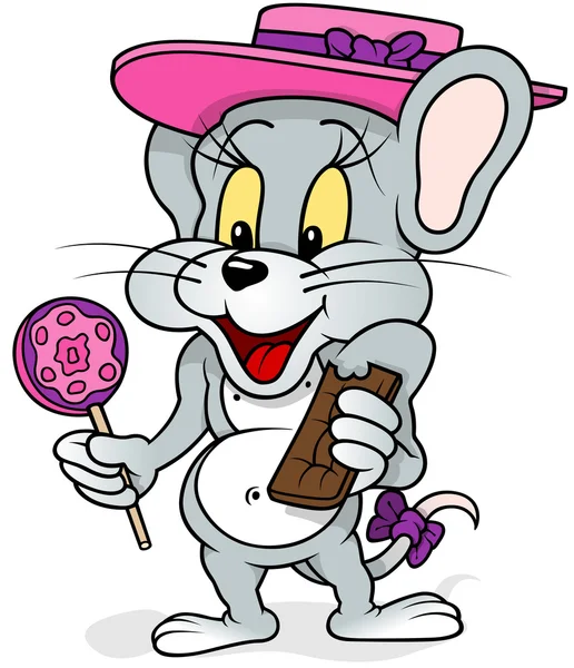 Ποντίκι με το γλειφιτζούρι — Διανυσματικό Αρχείο