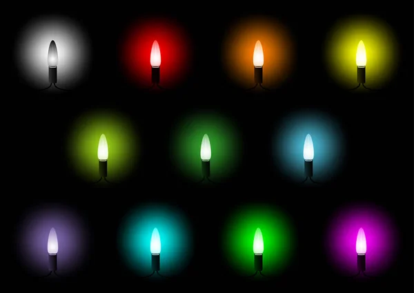 Collection de lumières colorées de Noël — Image vectorielle