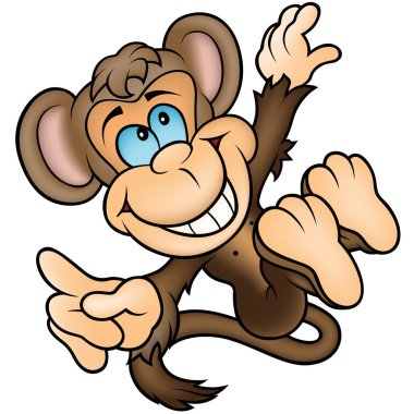 Happy Monkey Pointing clipart