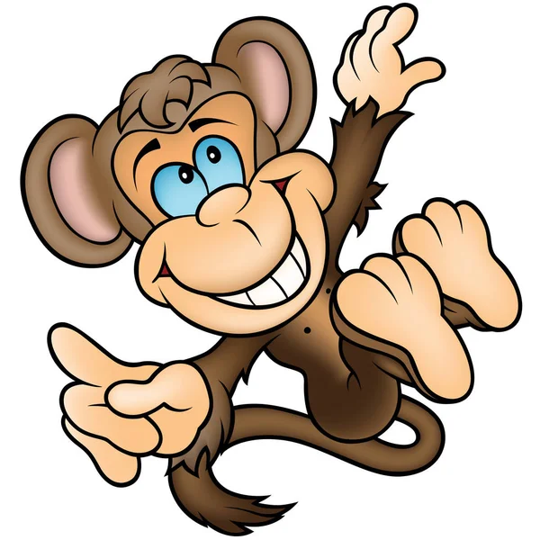 행복 한 원숭이 가리키는 — 스톡 벡터