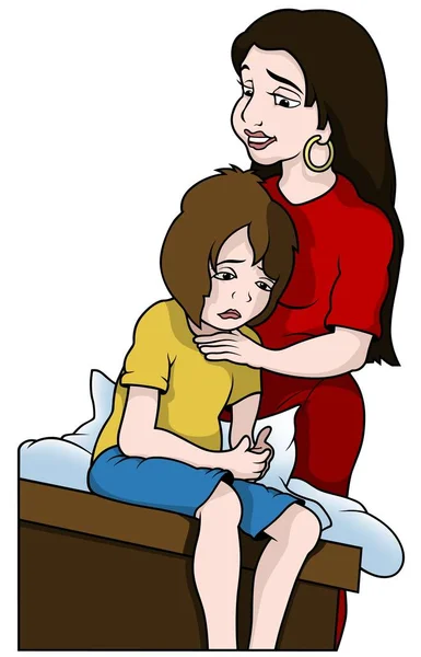 Anne ve mutsuz oğlu — Stok Vektör