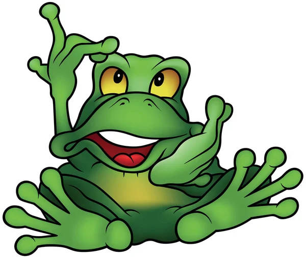 Chatty Green Frog — Stock Vector