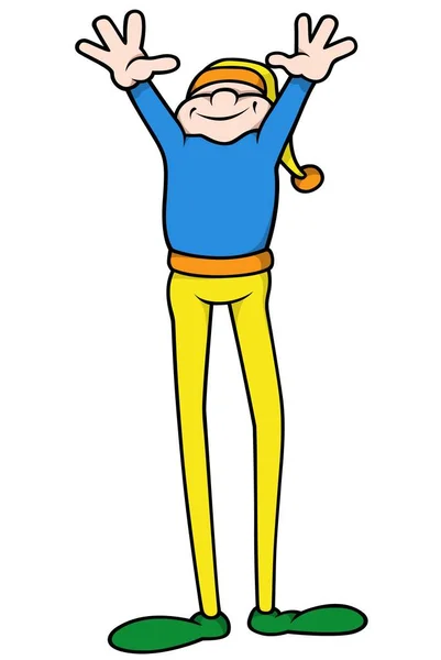 Long Legged Elf With Hands Up — Stock Vector