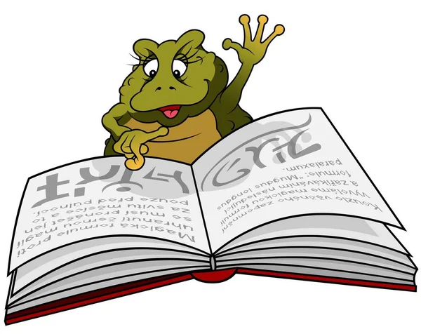 Frog Reading Book — Stock Vector