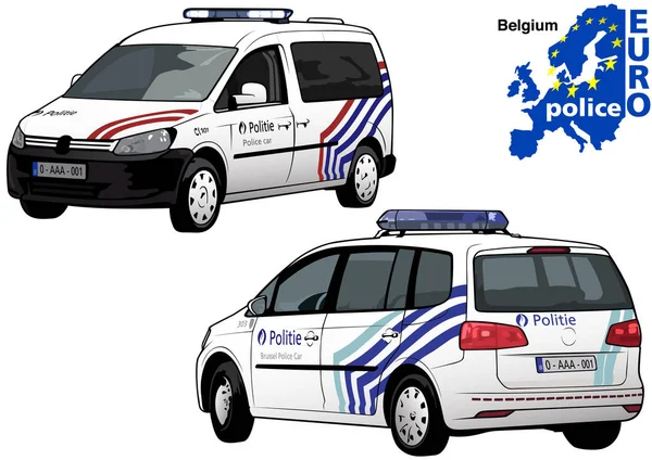 Bélgica carro de polícia — Vetor de Stock