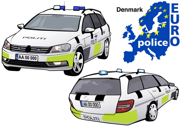 Dänisches Polizeiauto — Stockvektor