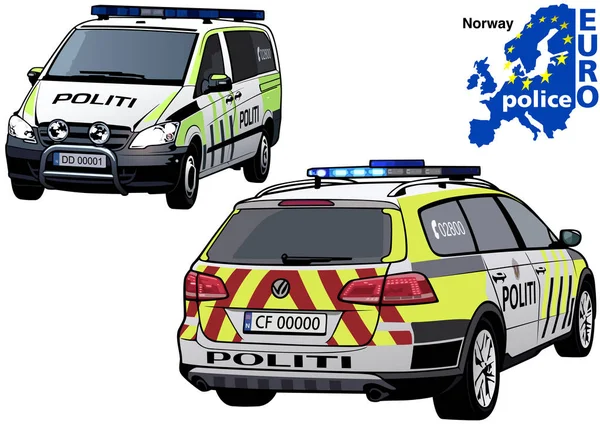 Noruega carro de polícia — Vetor de Stock