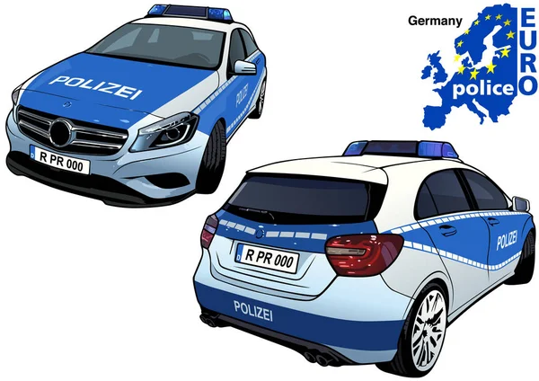 Alemanha carro de polícia — Vetor de Stock