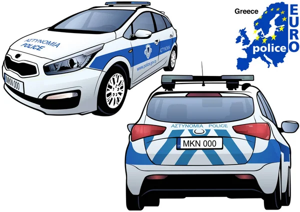 Grécia carro de polícia — Vetor de Stock